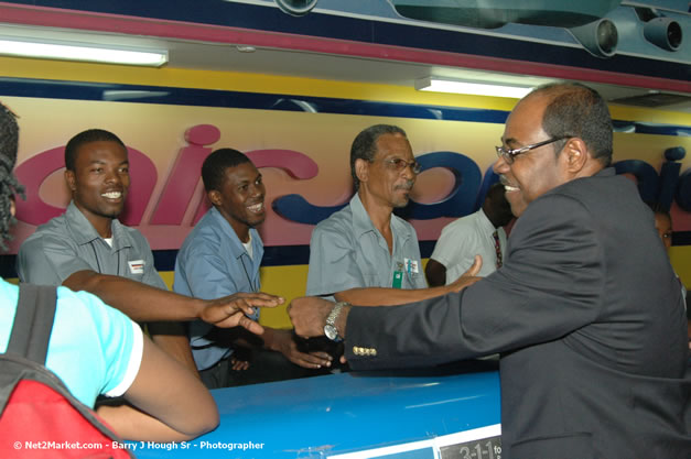 Minister of Tourism, Hon. Edmund Bartlett - Director of Tourism, Basil Smith, and Mayor of Montego Bay, Councilor Charles Sinclair Launch of Winter Tourism Season at Sangster International Airport, Saturday, December 15, 2007 - Sangster International Airport - MBJ Airports Limited, Montego Bay, Jamaica W.I. - Photographs by Net2Market.com - Barry J. Hough Sr, Photographer - Negril Travel Guide, Negril Jamaica WI - http://www.negriltravelguide.com - info@negriltravelguide.com...!