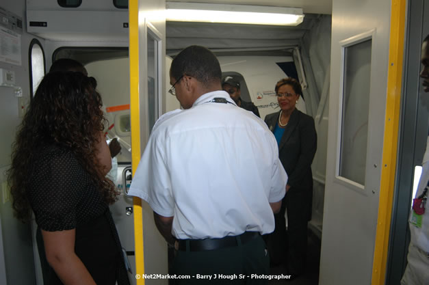 MBJ Airports Limited Welcomes WestJet Airlines - Inaugural Scheduled Service From Toronto Pearsons International Airport - Monday, December 10, 2007 - Sangster International Airport - MBJ Airports Limited, Montego Bay, Jamaica W.I. - Photographs by Net2Market.com - Barry J. Hough Sr, Photographer - Negril Travel Guide, Negril Jamaica WI - http://www.negriltravelguide.com - info@negriltravelguide.com...!