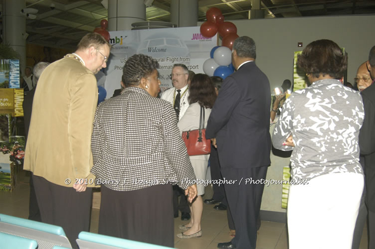 US Airways Inaugurtes New Service from Phoenix Sky Harbor International Airport to Sangster International Airport, Friday, December 18, 2009, Sangster International Airport, Montego Bay, St. James, Jamaica W.I. - Photographs by Net2Market.com - Barry J. Hough Sr, Photographer/Photojournalist - The Negril Travel Guide - Negril's and Jamaica's Number One Concert Photography Web Site with over 40,000 Jamaican Concert photographs Published -  Negril Travel Guide, Negril Jamaica WI - http://www.negriltravelguide.com - info@negriltravelguide.com...!