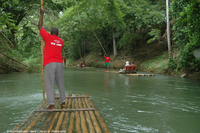 Rafting on the Martha Brae - Virgin Atlantic Inaugural Flight To Montego Bay, Jamaica Photos - Sir Richard Bronson, President & Family, and 450 Passengers - Rafting on the Martha Brae - Tuesday, July 4, 2006 - Negril Travel Guide, Negril Jamaica WI - http://www.negriltravelguide.com - info@negriltravelguide.com...!